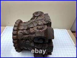 Vintage Heavy Large Carved WOOD Greek Roman Column Capital or Stand