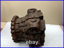 Vintage Heavy Large Carved WOOD Greek Roman Column Capital or Stand