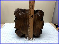 Vintage Heavy Large Carved WOOD Greek Roman Column Capital or Stand