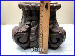 Vintage Heavy Large Carved WOOD Greek Roman Column Capital or Stand