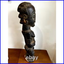 Vintage Hemba Singiti Female Ancestor Figure Congo African Wood Sculpture Art