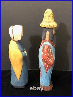 Vintage Hillbilly Country Couple Wood Carvings by Tennessee Artist Glen Harbin