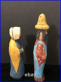 Vintage Hillbilly Country Couple Wood Carvings by Tennessee Artist Glen Harbin