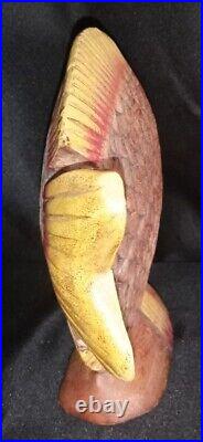 Vintage Huge Carved Wood Fish Sculpture About 23T x 23 W Tiki Bar