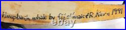 Vintage Humpback Whale Wood Carving 1991 Signed F. Slimak & R. Kern 19 Handmade