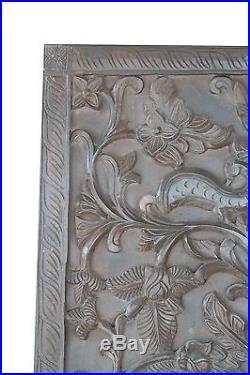 Vintage INDIAN DOOR PANEL Sculpture Floral Carving WALL Relief TREE OF Dreams 72