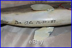 Vintage Ice Fishing Carving- George Aho 16.5 Walleye- Signed & Dated- 12-30-87