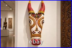 Vintage Indian Kerala Kalakettu Nandi Bull Head 33 Hand Carved Wood Sculpture