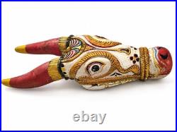 Vintage Indian Kerala Kalakettu Nandi Bull Head 33 Hand Carved Wood Sculpture