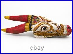 Vintage Indian Kerala Kalakettu Nandi Bull Head 33 Hand Carved Wood Sculpture