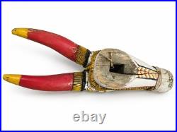 Vintage Indian Kerala Kalakettu Nandi Bull Head 33 Hand Carved Wood Sculpture