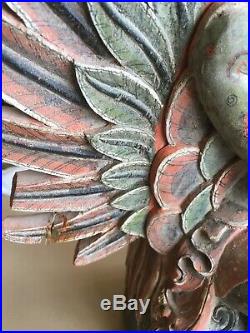 Vintage Indonesian Bali wood carving Garuda Eagle figure king of birds, 19 Inch