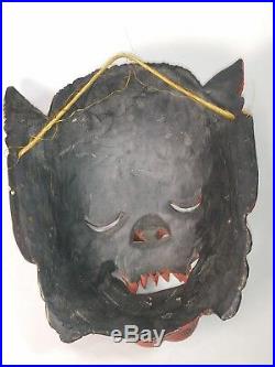 Vintage Indonesian Balinese Wood carving art Mask barong Guardian Topeng Demon
