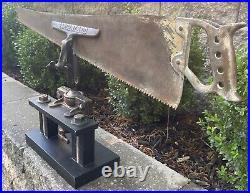 Vintage Industrial Jagged Saw Sculpture Modern Art Metal Clamp Base OOAK