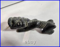 Vintage Inuit Shaman 1973 Signed Carving with Ivory Tusks