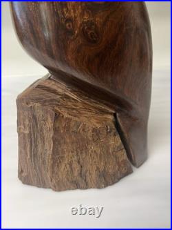 Vintage Iron Wood Hand Carved Folk Art Sculpture Pelican MCM Modernist