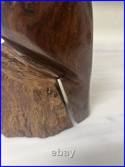 Vintage Iron Wood Hand Carved Folk Art Sculpture Pelican MCM Modernist