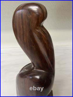 Vintage Iron Wood Hand Carved Folk Art Sculpture Pelican MCM Modernist
