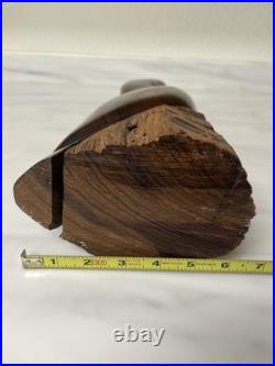 Vintage Iron Wood Hand Carved Folk Art Sculpture Pelican MCM Modernist