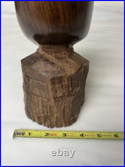 Vintage Iron Wood Hand Carved Folk Art Sculpture Pelican MCM Modernist