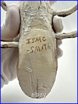 Vintage Isaac Smith PRAYING MANTIS Carved Wood Animal Sculpture