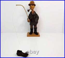 Vintage Italian Romer Fisherman with Boot Hand Carved Wood Sculpture Figurine 12