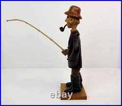Vintage Italian Romer Fisherman with Boot Hand Carved Wood Sculpture Figurine 12
