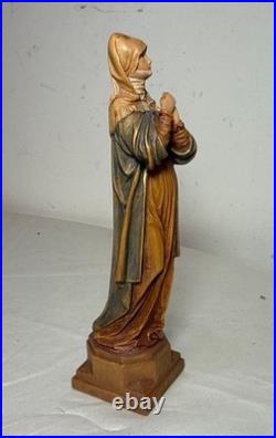 Vintage Italian Wood hand carved religious Madonna Nurnberg statue sculpture