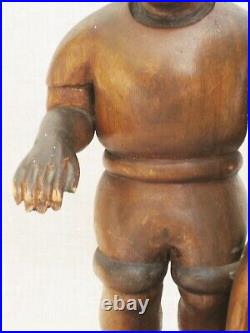 Vintage JL Ruiz Male Portrait Folk Art Wood Carving, Statue, Hand Carved, Figure