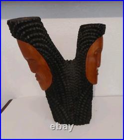 Vintage Jamaican Hand Carved Wood Candle Holder Sculpture By George-15 X 12.5