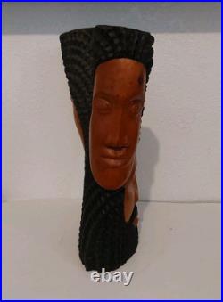 Vintage Jamaican Hand Carved Wood Candle Holder Sculpture By George-15 X 12.5