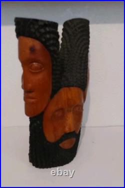 Vintage Jamaican Hand Carved Wood Candle Holder Sculpture By George-15 X 12.5