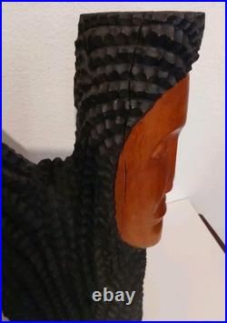 Vintage Jamaican Hand Carved Wood Candle Holder Sculpture By George-15 X 12.5