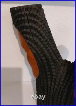 Vintage Jamaican Hand Carved Wood Candle Holder Sculpture By George-15 X 12.5