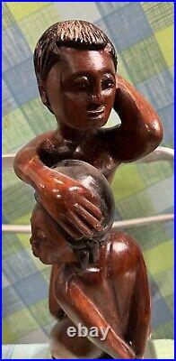 Vintage Jamaican Hand-Carved Wooden Erotic Sculpture by Vincent Leslie (1978)