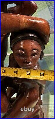 Vintage Jamaican Hand-Carved Wooden Erotic Sculpture by Vincent Leslie (1978)