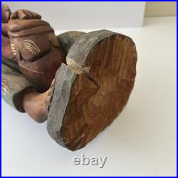 Vintage Jamaican Rasta Man Playing Conga Drummer Hand Carved Wood Sculpture