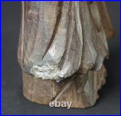 Vintage Japan Buddhist deity Kannon wood sculpture Kibori carving 1900