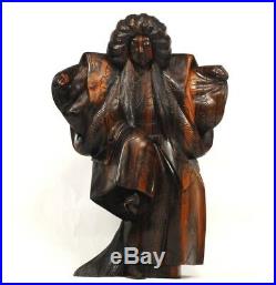 Vintage Japanese Kabuki Actor Wood Carving Statue Okimono Figure Ebony 34cm VG