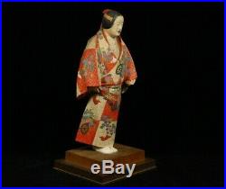 Vintage Japanese Wood Carving Statue Noh Kumano Okimono Ittobori Signed 35cm