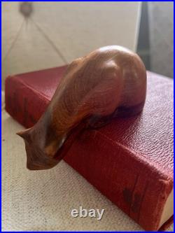 Vintage John Fox Martha Cat Sculpture Hand-Carved Wood Modernist Figurine UK