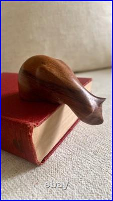 Vintage John Fox Martha Cat Sculpture Hand-Carved Wood Modernist Figurine UK