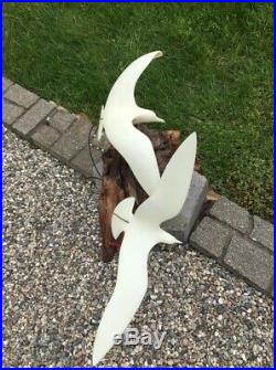 Vintage John Perry Sculpture Seagulls Burl Wood Kinetic Art HUGE 23
