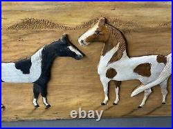 Vintage John Vanderstappen Original 1992 Wood Folk Art 3D Carved Horses OOAK 27