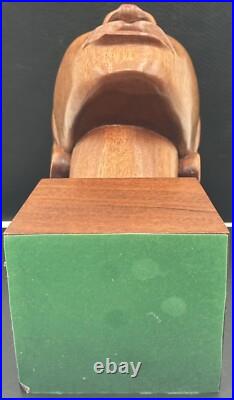 Vintage Jose J Pinal Wood Art Carving Bust of Woman Mexican Modernist Sculpture