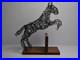 Vintage Jumping Wire Horse Sculpture Equestrian Art Wood Base Ranch Rodeo Farm