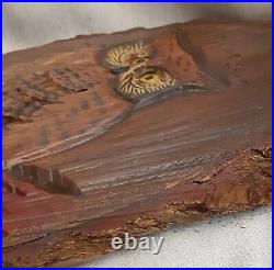 Vintage Junior Cobb Signed Wood Owl Carving Folk Art 16 1/2