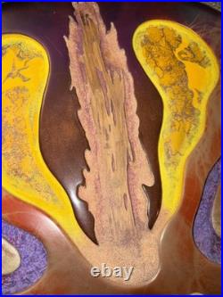Vintage Kano Style Abstract Wood Relief Wall Sculpture Biomorphic 26x17