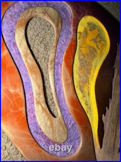 Vintage Kano Style Abstract Wood Relief Wall Sculpture Biomorphic 26x17