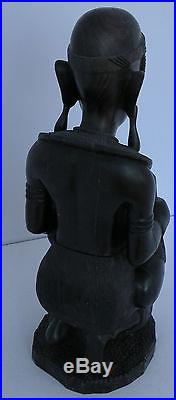 Vintage Kenya Ebony wood carving, statue, sculpture, figure African folk art